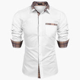 Men's Long Sleeve Shirt with Collar and Check Details