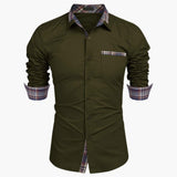 Men's Long Sleeve Shirt with Collar and Check Details