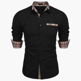 Men's Long Sleeve Shirt with Collar and Check Details
