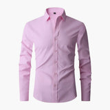 Men's Long Sleeve Shirt with Collar and Button Placket
