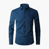 Men's Long Sleeve Shirt with Collar and Button Placket