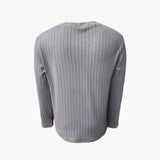Men's Long Sleeve Shirt with Round Neck and Ribbed Structure