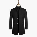 Men's Long Coat with Button Closure