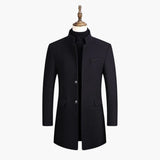 Men's Long Coat with Button Closure