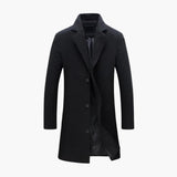 Men's Coat with Notched Collar and Button Closure