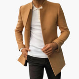 Men's Coat with Side Pockets and Button Closure