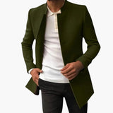 Men's Coat with Side Pockets and Button Closure