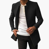 Men's Coat with Side Pockets and Button Closure