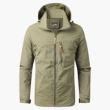 Men's Outdoor Jacket with Hood and Zipper Pockets