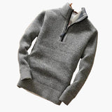 Men's Sweater with Half Zip and Ribbed Cuffs