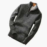 Men's Sweater with Half Zip and Ribbed Cuffs