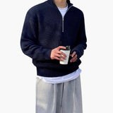 Men's Pullover with Half Zip and Ribbed Knit