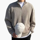 Men's Pullover with Half Zip and Ribbed Knit