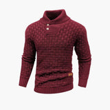 Men's Sweater with Button Placket and Knit Pattern