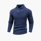 Men's Sweater with Button Placket and Knit Pattern
