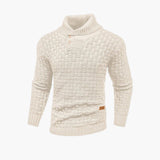 Men's Sweater with Button Placket and Knit Pattern