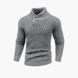 Men's Sweater with Button Placket and Knit Pattern