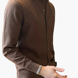 Men's Sweater with Lapel Collar and Button Closure