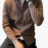 Men's Sweater with Lapel Collar and Button Closure
