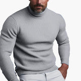 Men's Turtleneck Sweater with Rib Knit Design