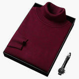 Men's Turtleneck Sweater with Long Sleeves and Ribbed Hem
