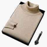 Men's Turtleneck Sweater with Long Sleeves and Ribbed Hem