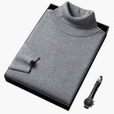 Men's Turtleneck Sweater with Long Sleeves and Ribbed Hem