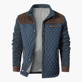 Men's Quilted Jacket with Snap Button Closure