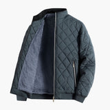 Men's Quilted Jacket with Stand-Up Collar and Zipper