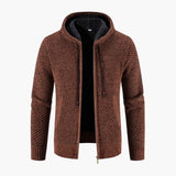 Men's Knitted Jacket with Hood and Zipper