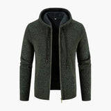 Men's Knitted Jacket with Hood and Zipper