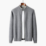 Men's Cardigan with Zipper and Ribbed Collar