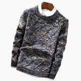 Men's Multicolored Knit Sweater with Diamond Pattern