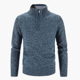Men's pullover with half-zip and textured surface, warm
