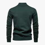 Men's Knit Sweater with Half Zip and Chest Stripes