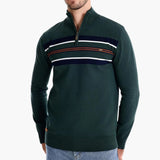 Men's Knit Sweater with Half Zip and Chest Stripes