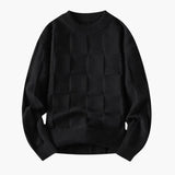 Men's Knit Sweater with Check Pattern