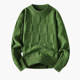 Men's Knit Sweater with Check Pattern