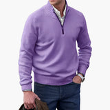 Men's Knit Sweater with Ribbed Collar