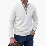 Men's Knit Sweater with Ribbed Collar