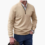 Men's Knit Sweater with Ribbed Collar
