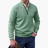 Men's Knit Sweater with Ribbed Collar