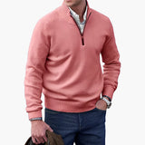 Men's Knit Sweater with Ribbed Collar