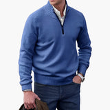 Men's Knit Sweater with Ribbed Collar
