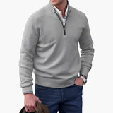 Men's Knit Sweater with Ribbed Collar