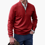 Men's Knit Sweater with Ribbed Collar