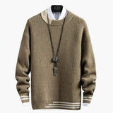 Men's Knit Sweater with Crew Neck and Ribbed Hem