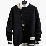 Men's Knit Sweater with Crew Neck and Ribbed Hem