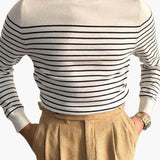 Men's Knitted Sweater with Striped Pattern