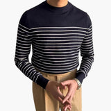 Men's Knitted Sweater with Striped Pattern